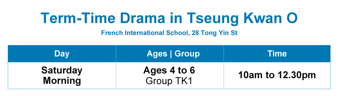 Term-Time Drama workshop schedule at Invictus School, Tseung Kwan O